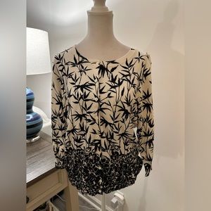 Talbots NWT Black/White Bamboo & Floral Cardigan - L